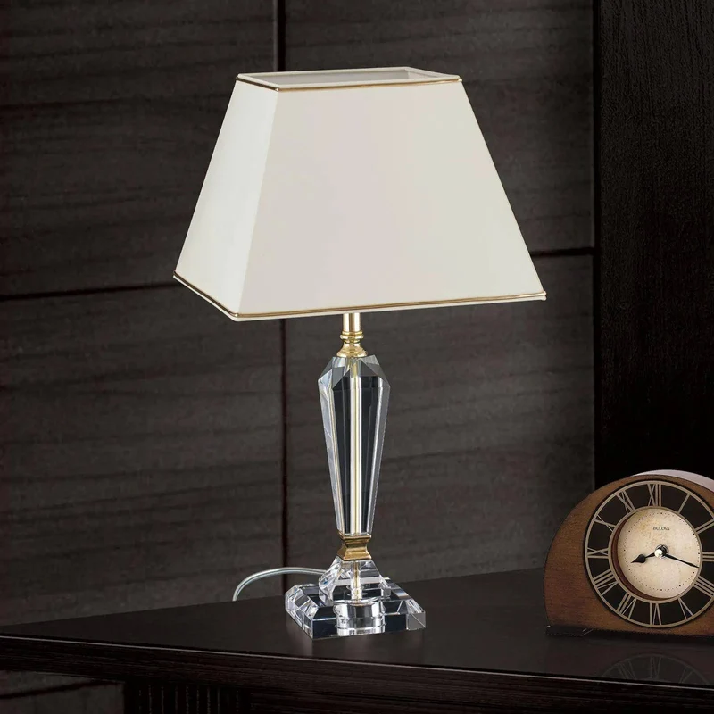 Tischleuchte VERONIQUE quadratisch, creme/gold