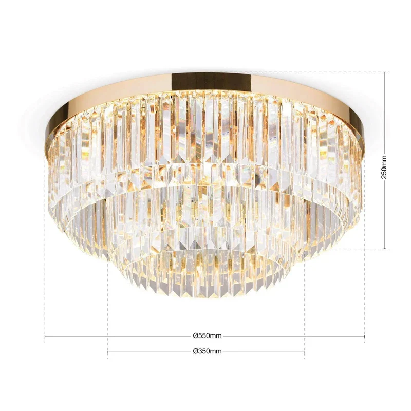 Deckenleuchte Prism, 24 Karat vergoldet/verchromt