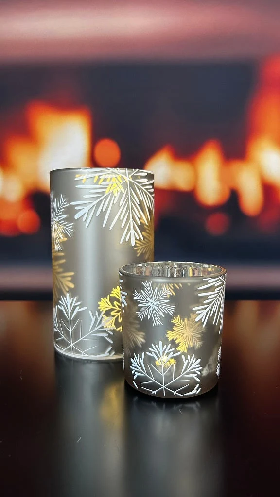 Windlicht Eiskristall creme