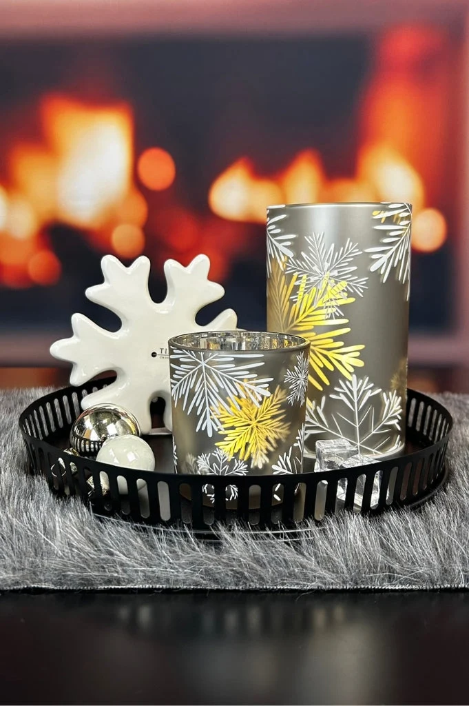 Windlicht Eiskristall creme