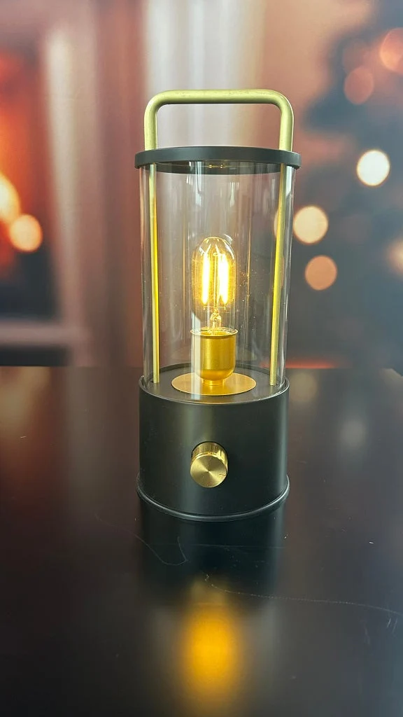 LED / USB Laterne Schwarz-Gold