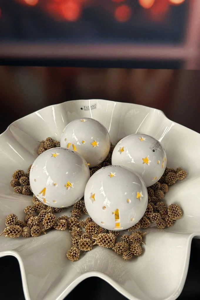 Schale Salino creme-weiß für Adventskugeln