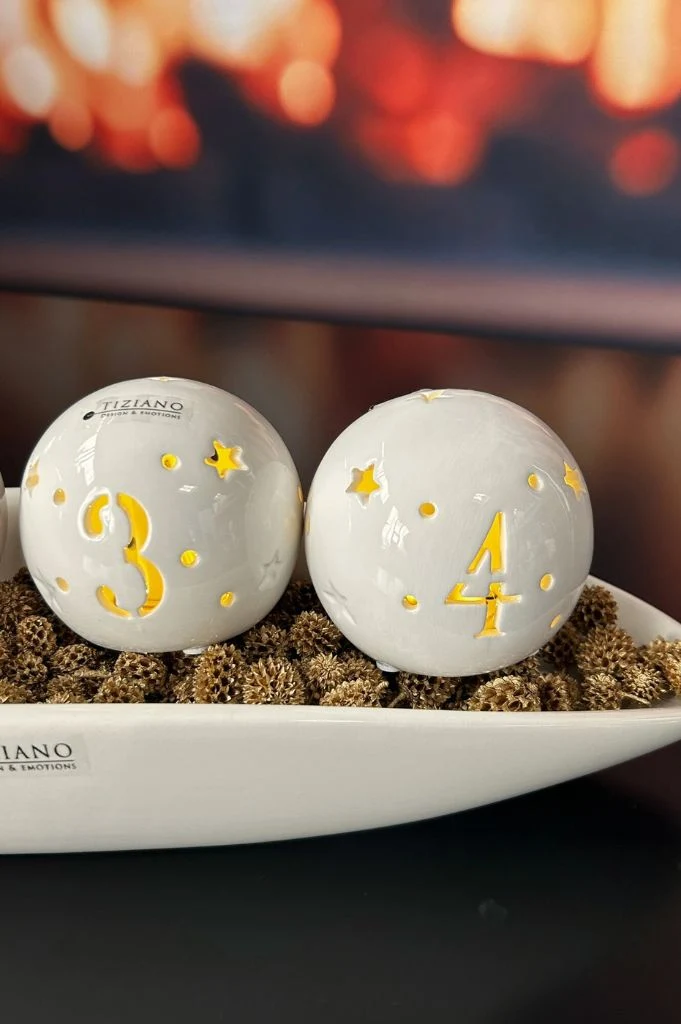 Schale Mavina creme-weiß für Adventskugeln