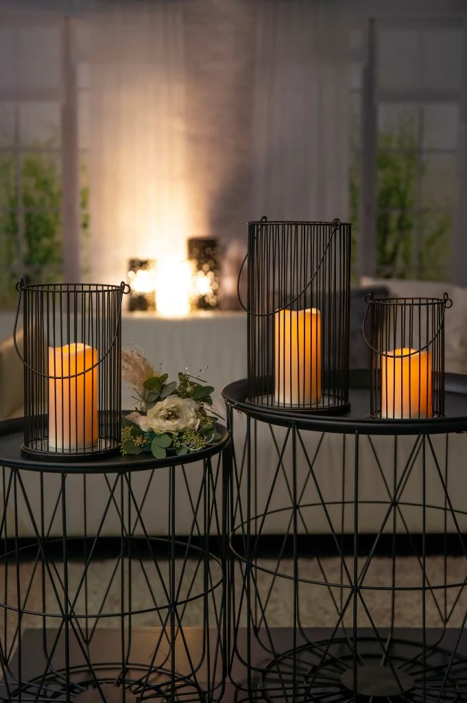 LED Kerze Atlanta in Metallhalter schwarz