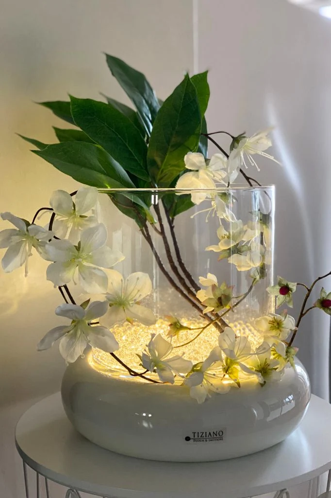 Windlicht Merida LED 26cm creme-weiß