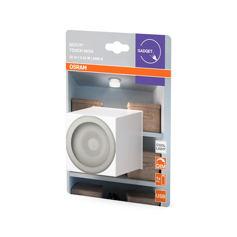 OSRAM DOT-it touch high Akku Usb LED Leuchte für Wand / Schrankunterseiten 0,45W / 4000K Kaltweiß