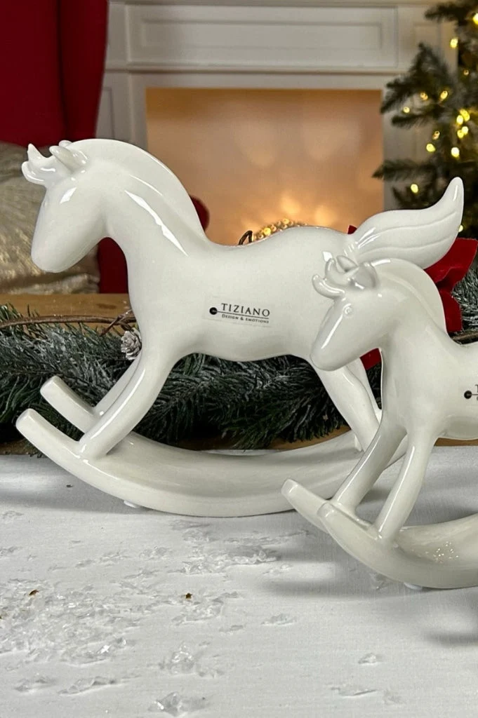 Schaukelpferd Snowflake creme-weiß