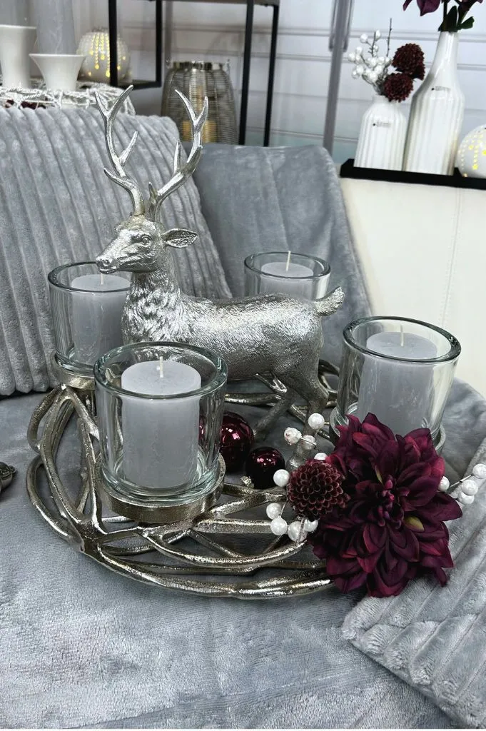 Adventskranz Alu. m Glas