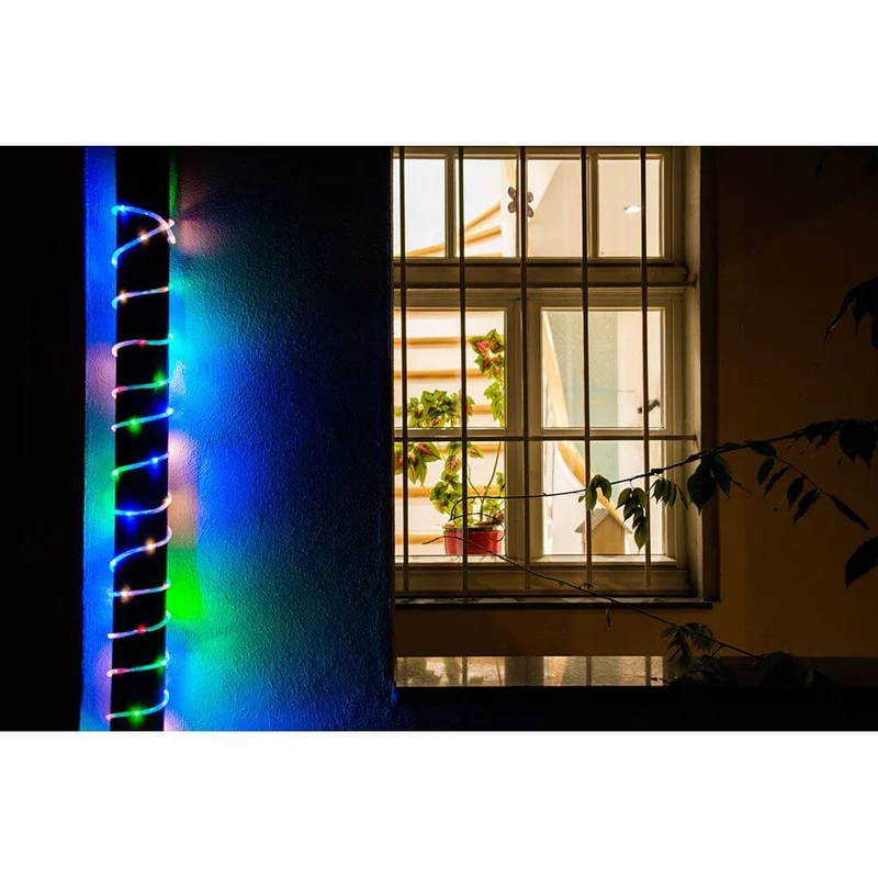 LED Mini Lichterschlauch 5m mit Lichtsensor Timer 65 bunte Dioden batteriebetrieben IP44