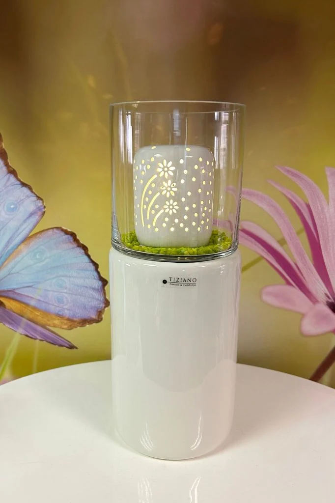 Windlicht Laterna creme mit Klarglas