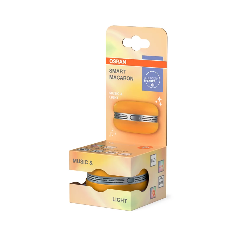 OSRAM Bluetooth SMART+ Macaron Lautsprecher mit Bewegungssteuerung, LED-Licht RGB, Orange