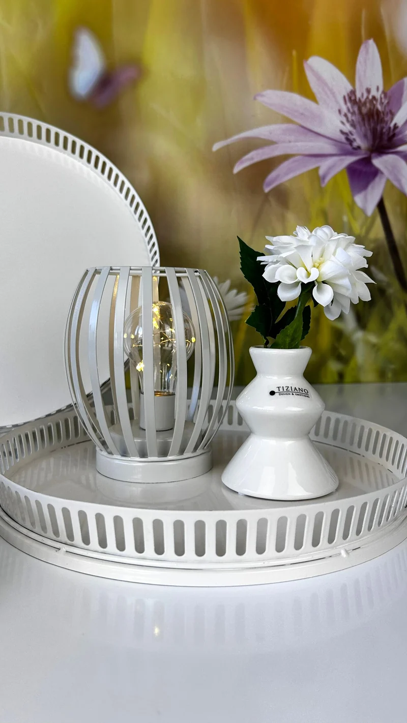 Metallschale Canneto rund creme-weiß