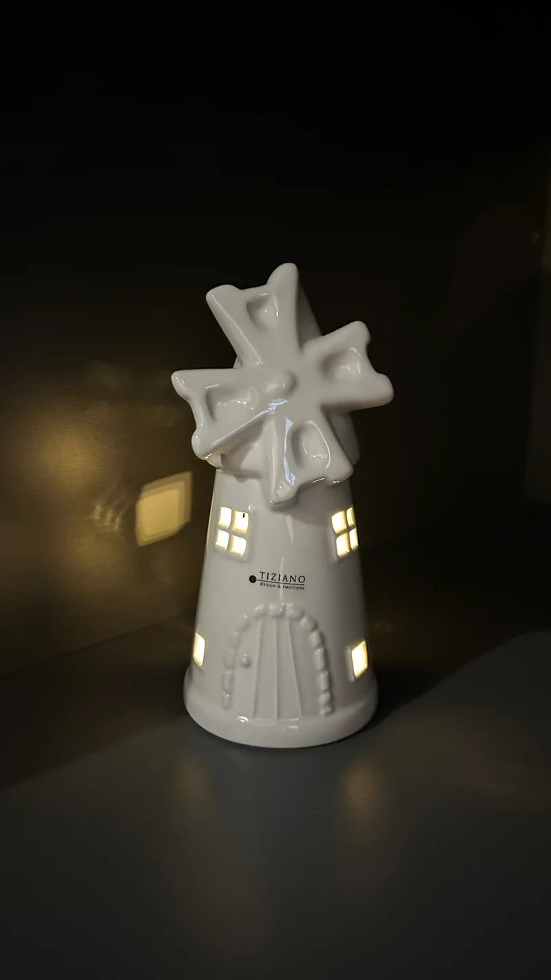 Windmühle Resina LED creme-weiß