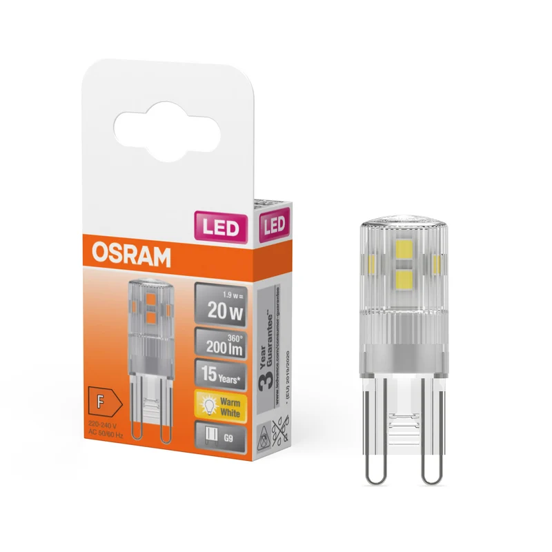 OSRAM LED Stiftsockellampe PIN 20 300° 1.9W 827 Clear G9 , Warmweiß
