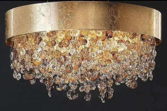 Deckenleuchte Lea Gold gebürstet, Cut Crystal