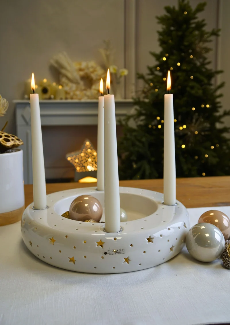 Adventskranz Seletti 30cm LED creme-weiß