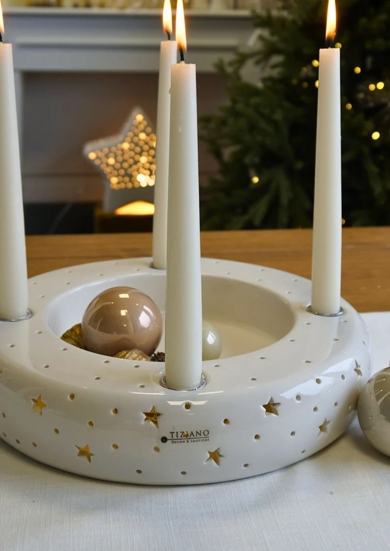 Adventskranz Seletti 30cm LED creme-weiß