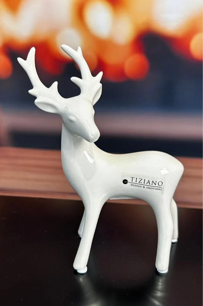 Deko Hirsch Riola creme-weiß