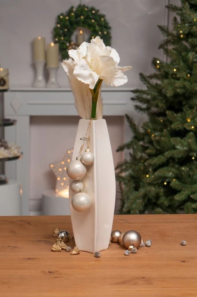 Vase Bova 40 cm creme-weiß