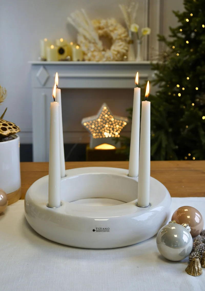 Adventskranz Seletti 30cm in zwei Varianten creme-weiß