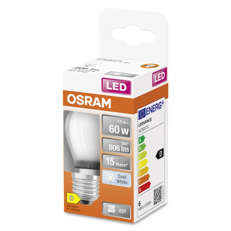 OSRAM LED Star Classic Lampe, Miniball, 5.5W, Frosted, E27 , Kaltweiß