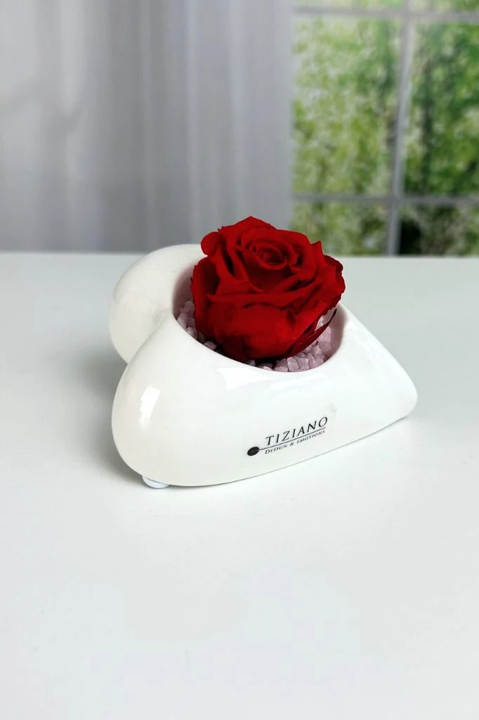 Dekoset Teelicht Amore "von Herzen" mit Infinity Rose rot