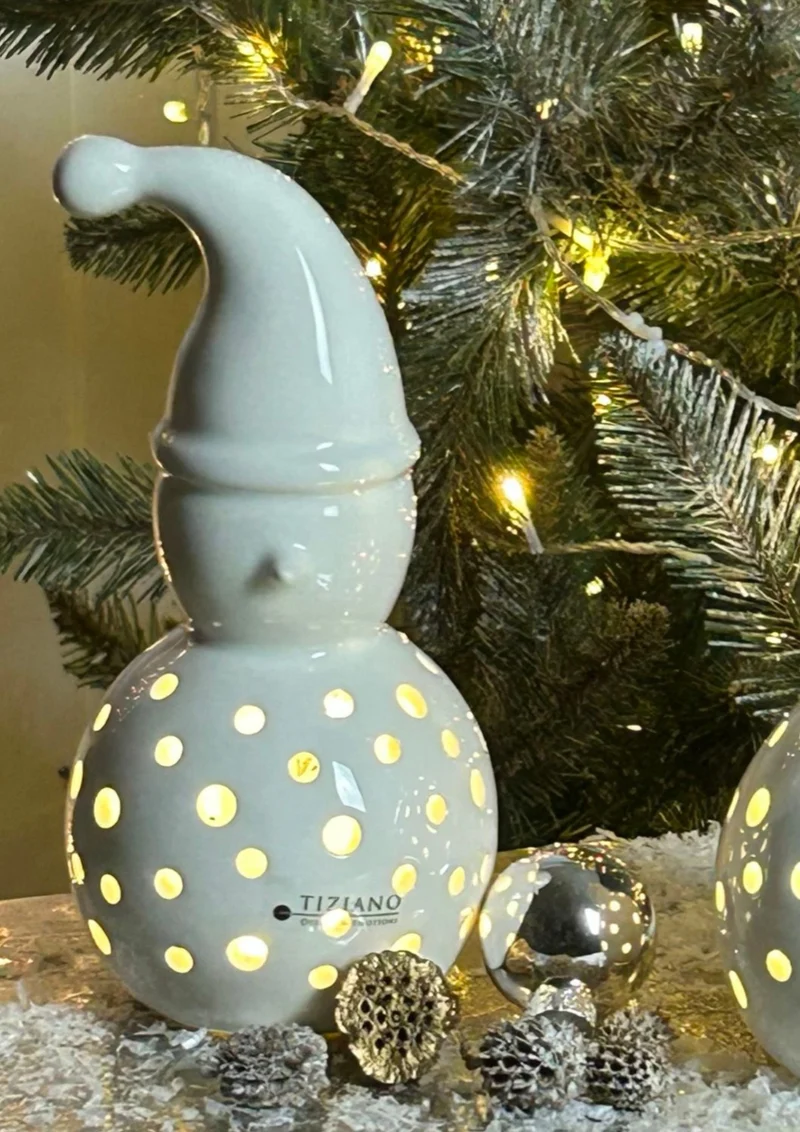 Schneemann LED in zwei Varianten creme-weiß