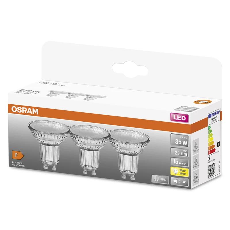 OSRAM LED Reflektor Lampe LED STAR PAR16 2.6W 827 GU10, 230 lm, 2700 K, Warmweiß, 3er Pack