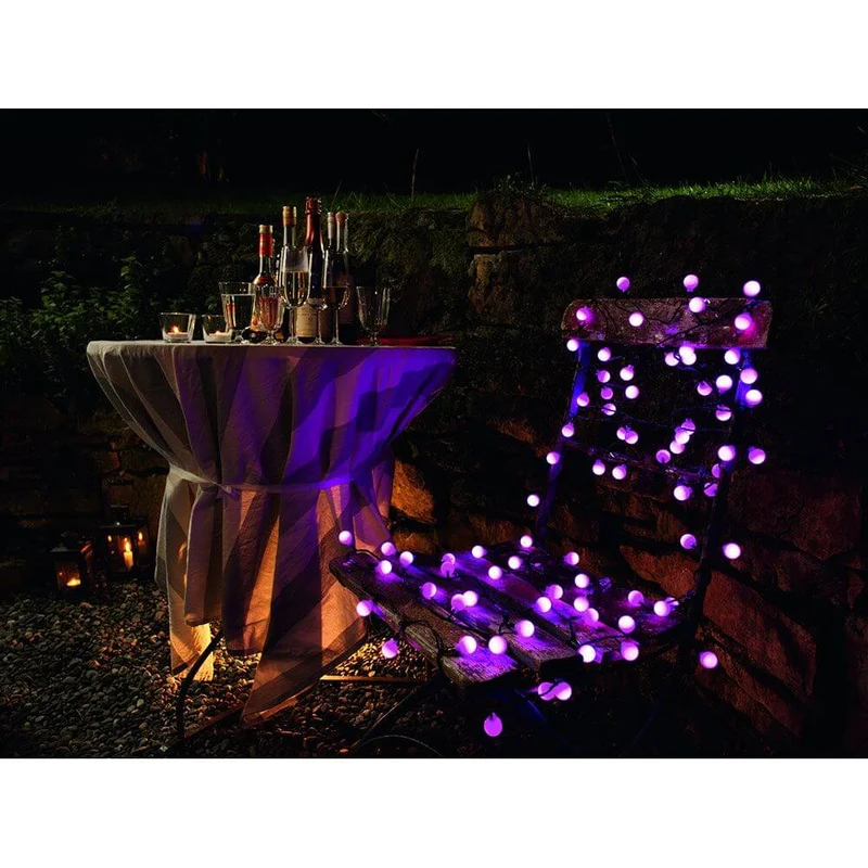LED Globelichterkette große runde Dioden mit RGB Farbwechsel 80 RGB Dioden IP44