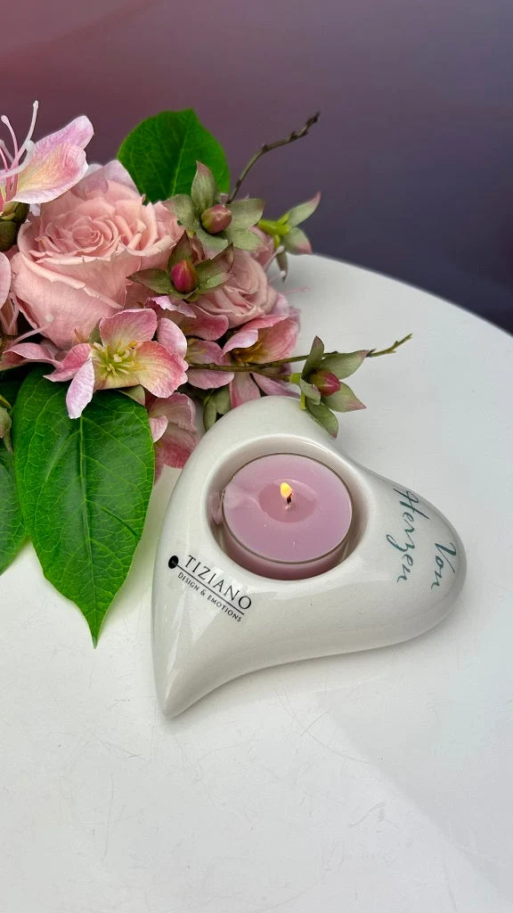 Teelicht Amore creme-weiß
