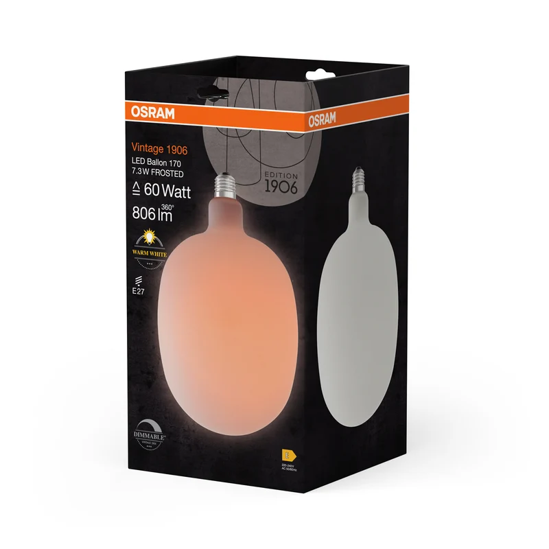 OSRAM Vintage 1906 Ballon LED-Lampe Frosted, 7.3W, E27 , Warmweiß