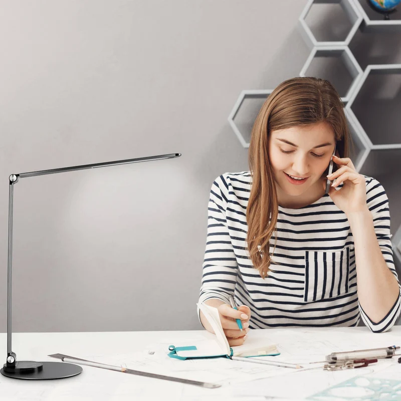 LED Tisch-Leuchte dimmbar mit USB Bürolampe Schreibtischlampe Büro 3 Lichtfarben