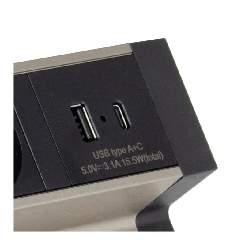 Möbel-Steckdose 3-fach USB A und C Büro Mehrfachsteckdose Steckdosenleiste 1,8m