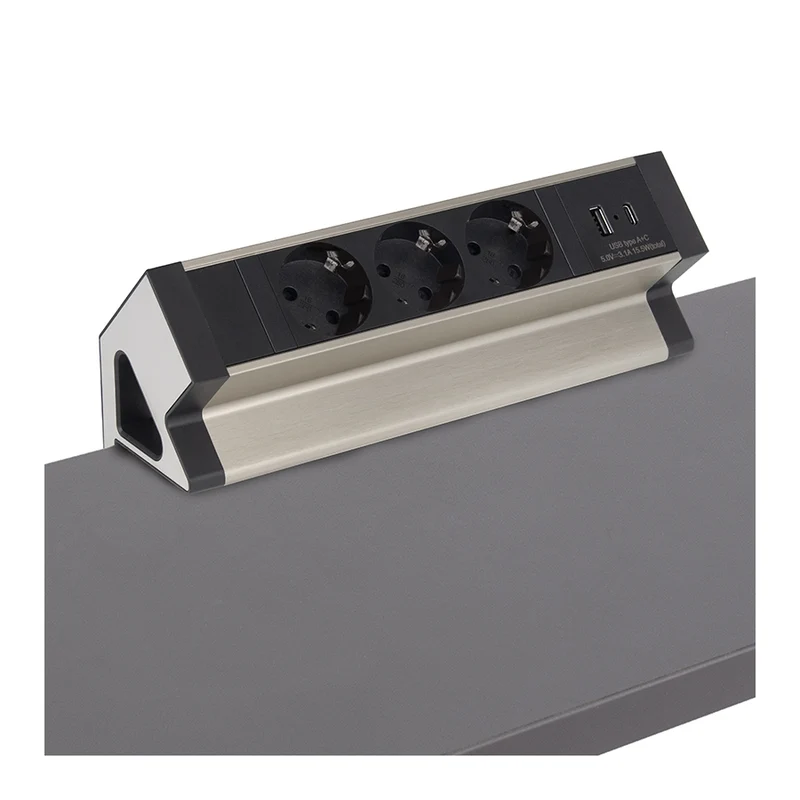 Möbel-Steckdose 3-fach USB A und C Büro Mehrfachsteckdose Steckdosenleiste 1,8m