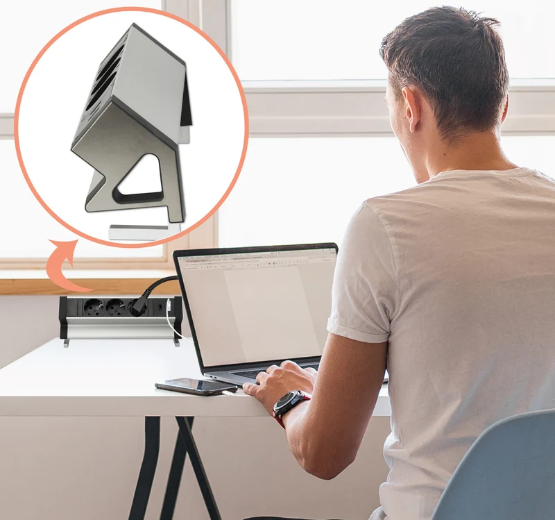 Möbel-Steckdose 3-fach USB A und C Büro Mehrfachsteckdose Steckdosenleiste 1,8m
