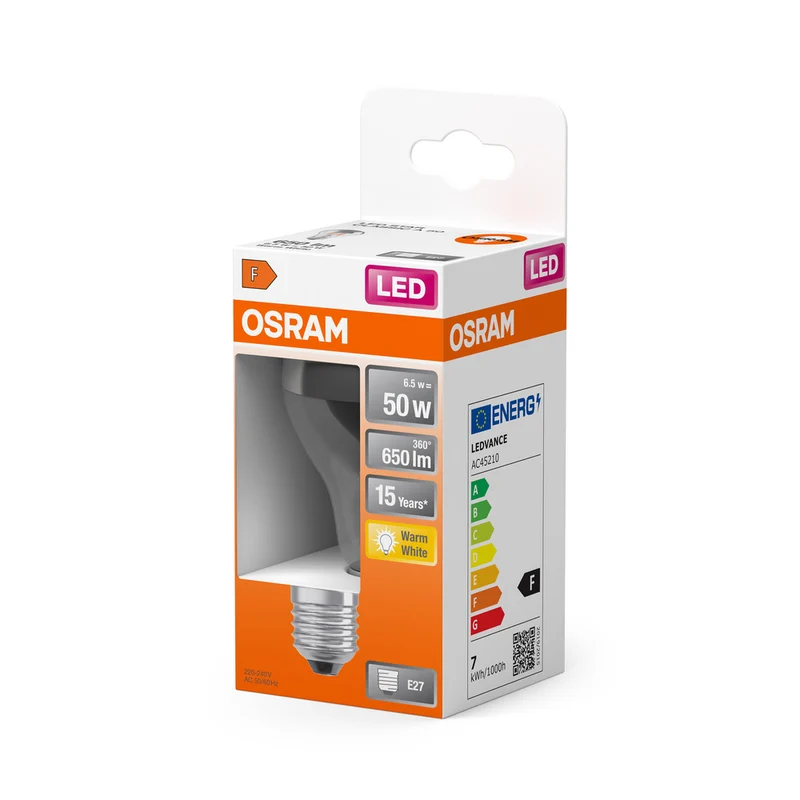 OSRAM LED Lampe LED Retrofit CLASSIC A Mirror 6.5W 827 Silver E27, 650 lm, 2700 K, Warmweiß