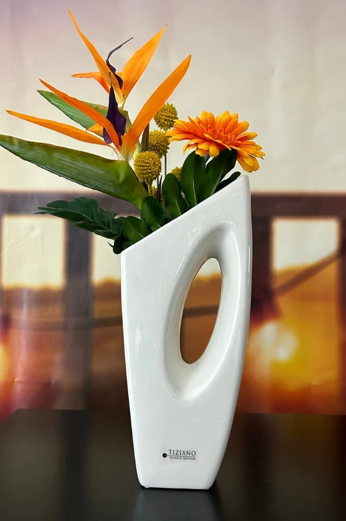 Vase Riscone creme-weiß