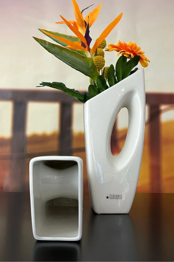 Vase Riscone creme-weiß