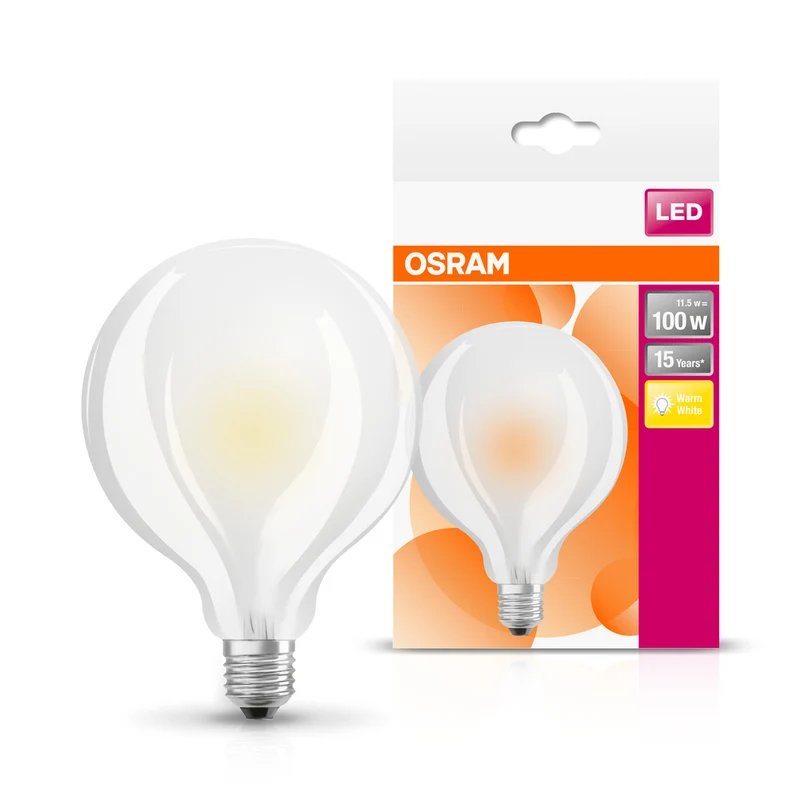 OSRAM LED Lampe LED Retrofit CLASSIC GLOBE95 11W 827 Frosted E27, 1521 lm, 2700 K, Warmweiß