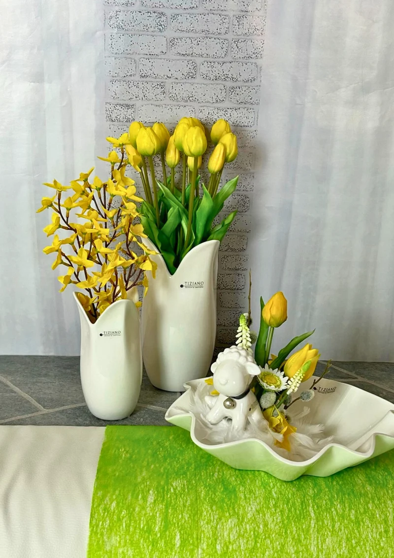 Deko Vase Florenta weiß-creme