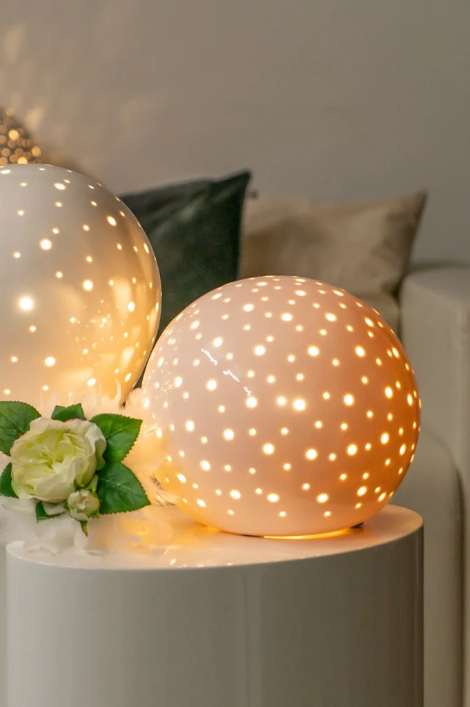 Lampe Padovo weiß-creme Porzellan