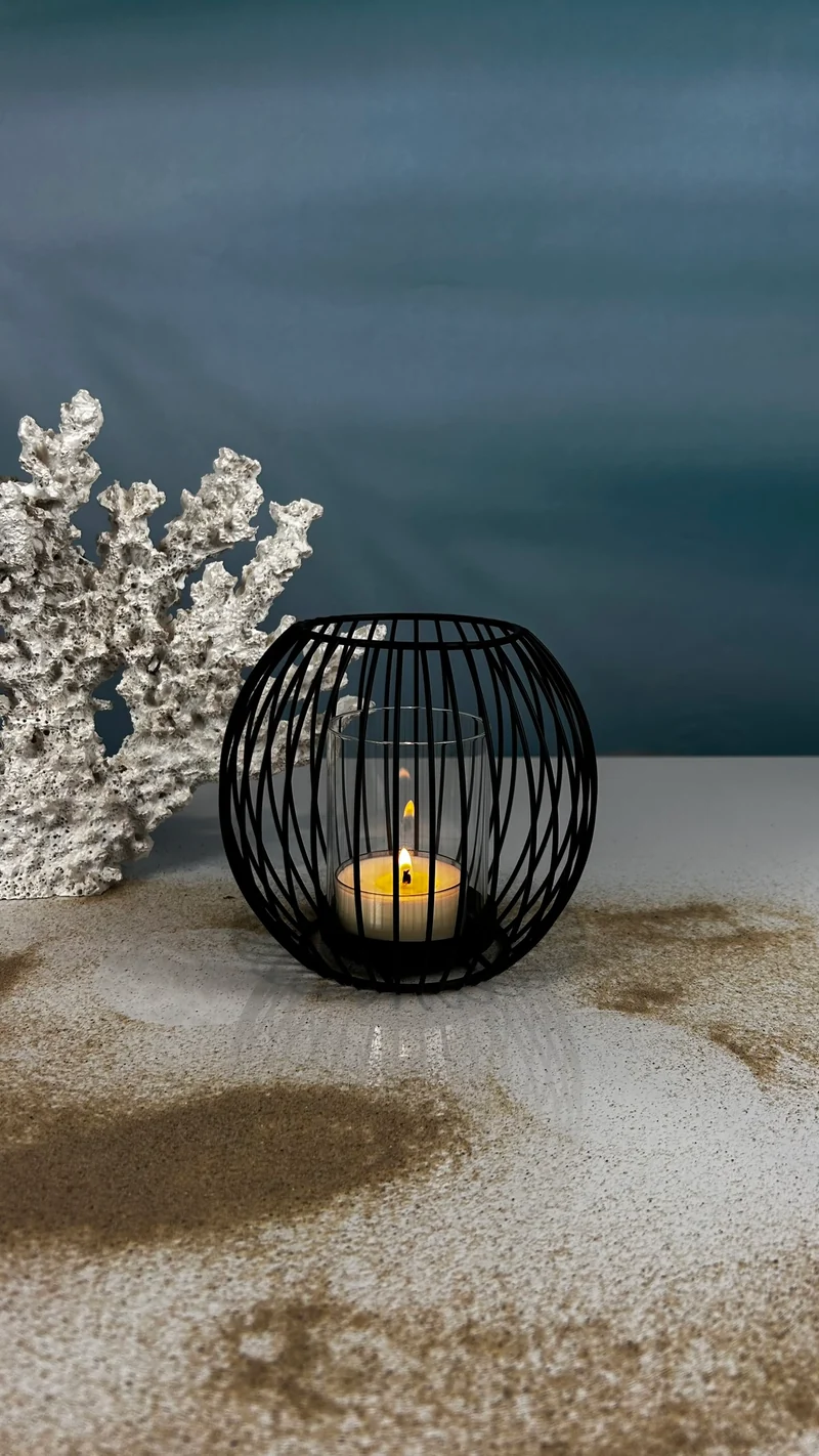 Tischlicht Dusk schwarz mit Glas