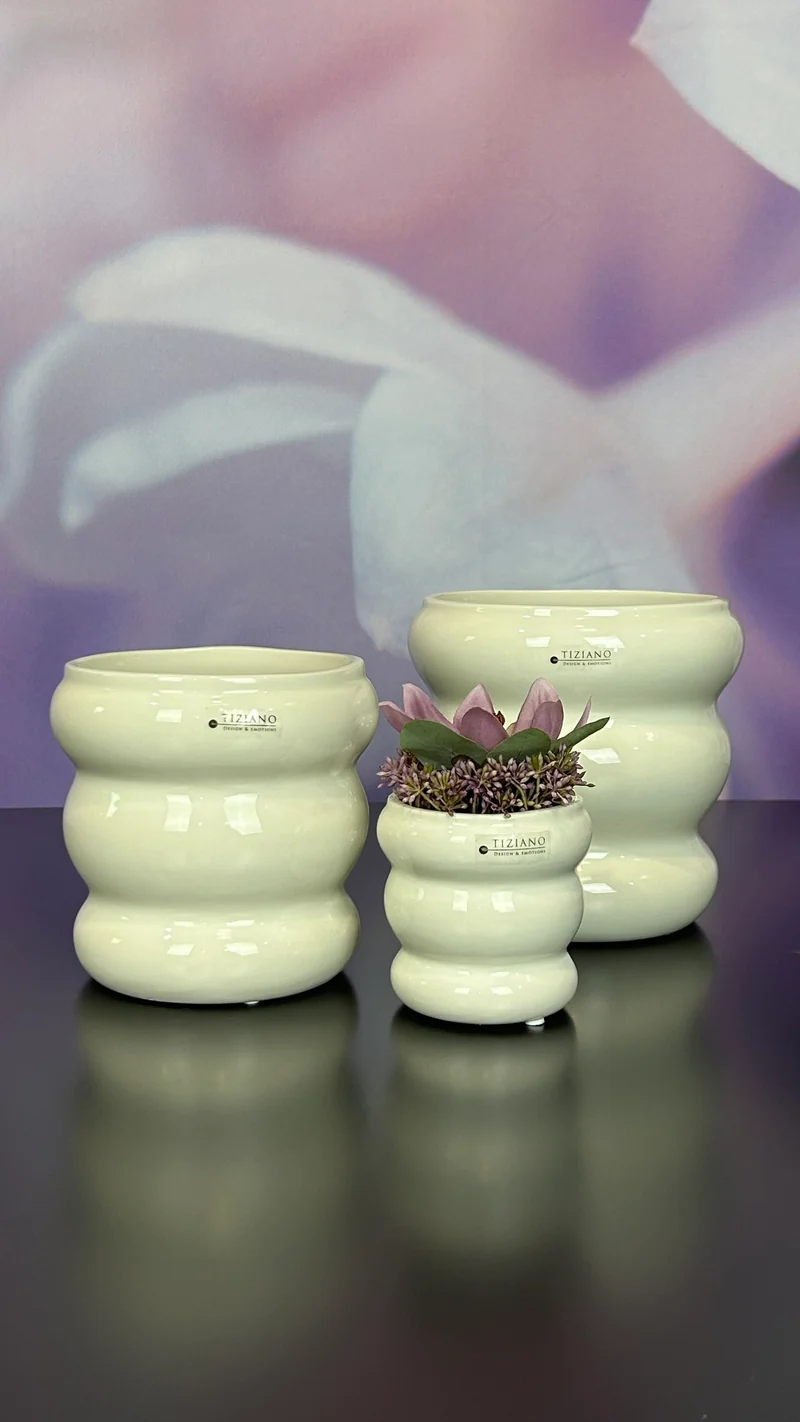 Kübel Ronda creme-weiß