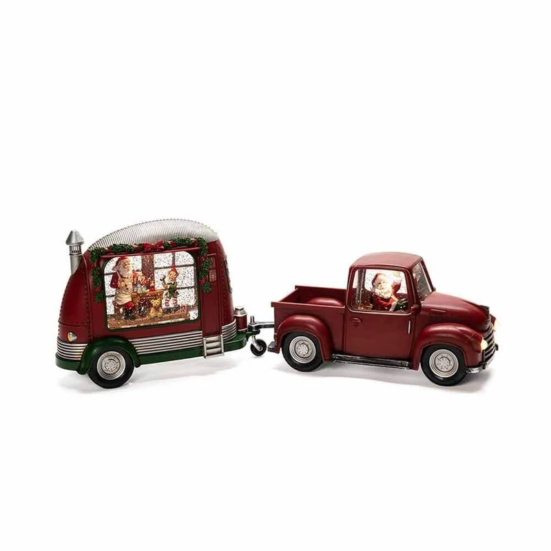 LED Dekoleuchte Pick-up mit Weihnachtsmann batteriebetrieben Rot