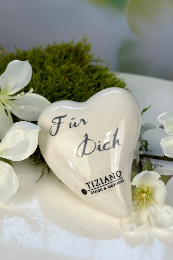 Dekoherz Amore 8cm mit Botschaft creme-weiß