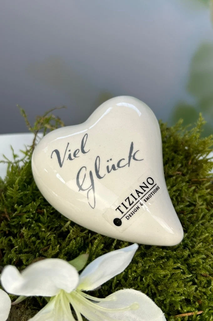 Dekoherz Amore 8cm mit Botschaft creme-weiß