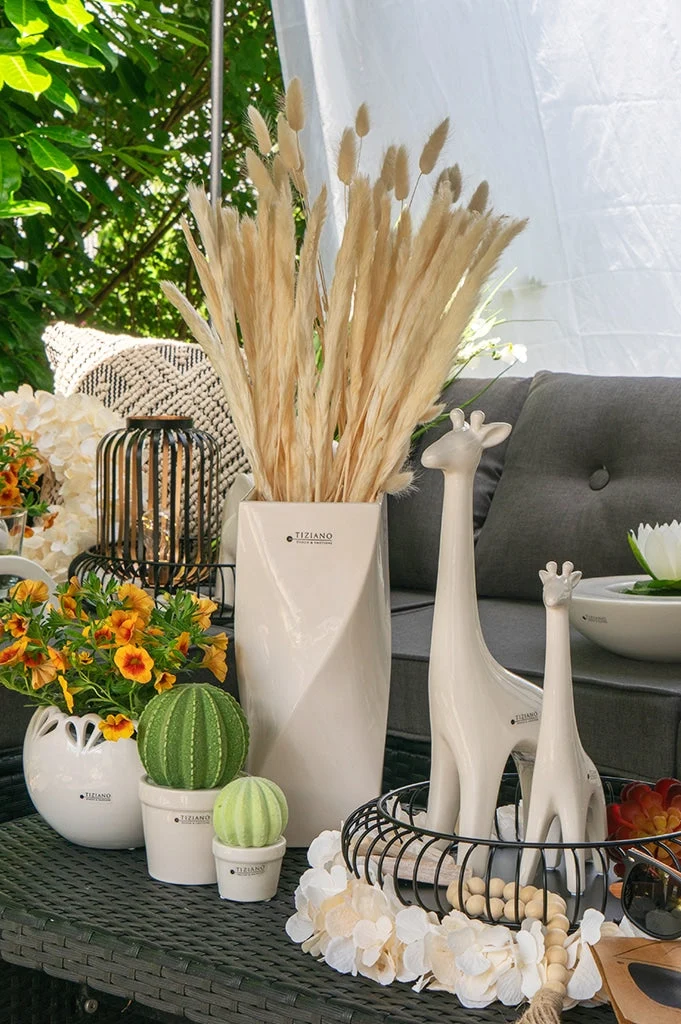 Vase Tenuta eckig weiß-creme