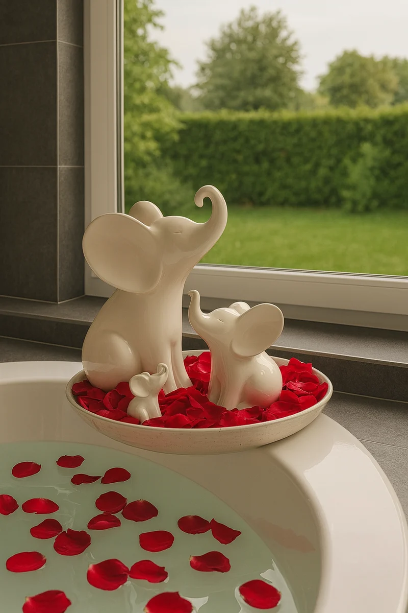 Deko Elefant Leon sitzend weiß-creme