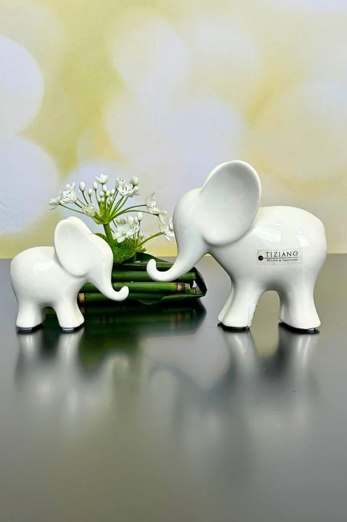 Deko Elefant Leon stehend weiß-creme
