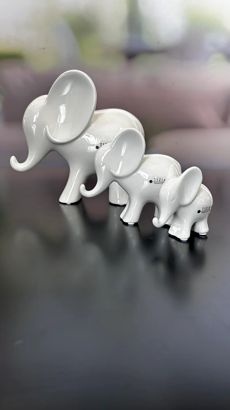 Deko Elefant Leon stehend weiß-creme